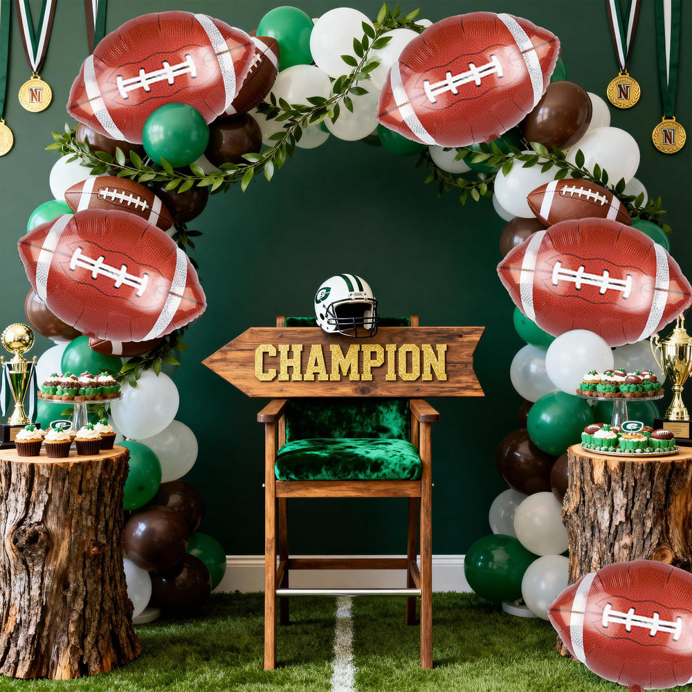 Biapian football balloons highlight the dessert or gift table attractively