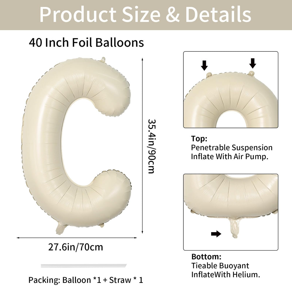 Biapian giant cream C balloon in room setup, creates focal point for celebrations.