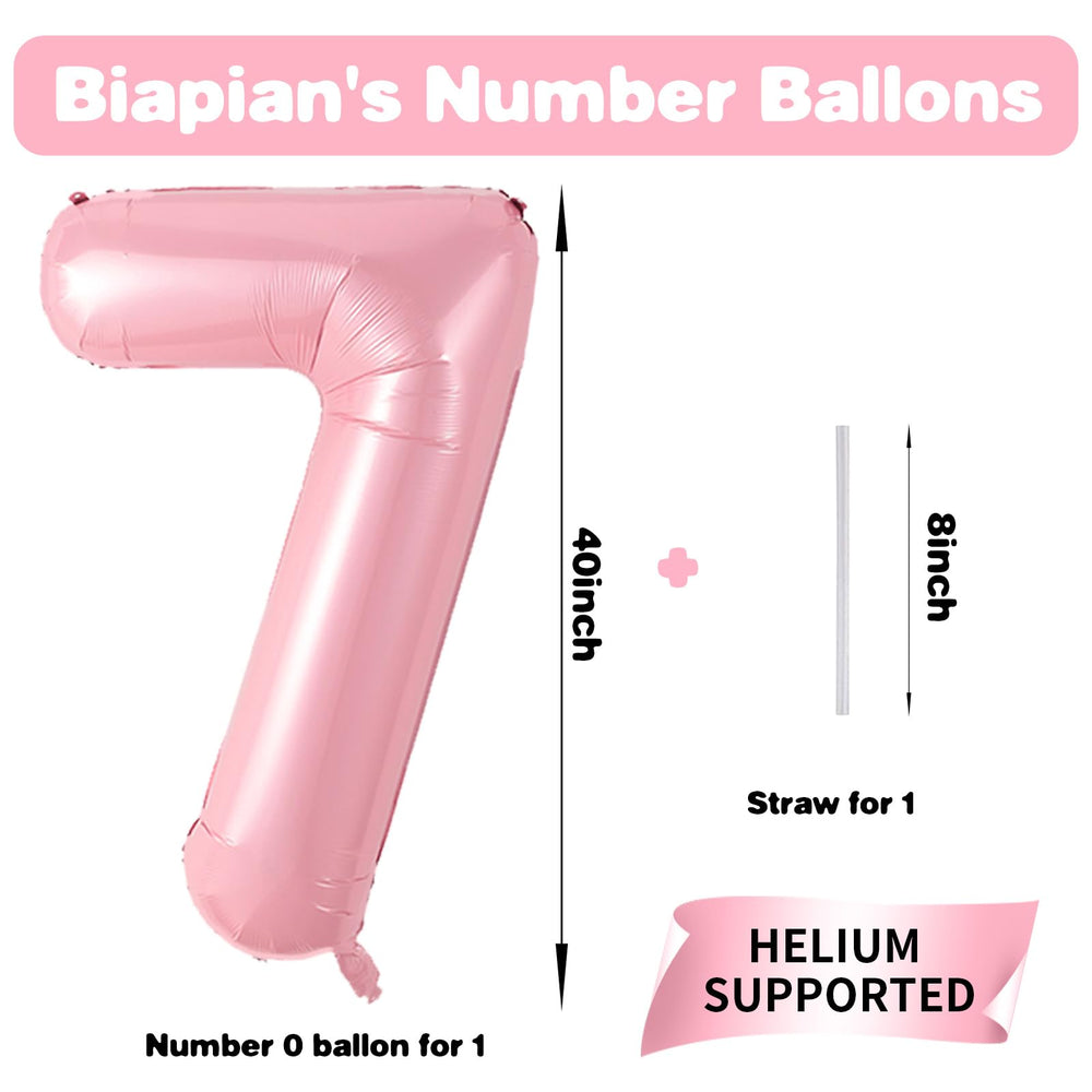 Biapian giant pink number 7 balloon adds bold focal point to photos