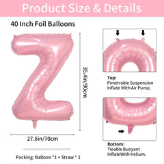 Biapian giant pastel pink Z foil alphabet balloon for birthdays and events