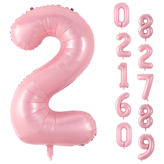 Biapian pastel pink number 2 balloon 40 inch, bold centerpiece for parties.