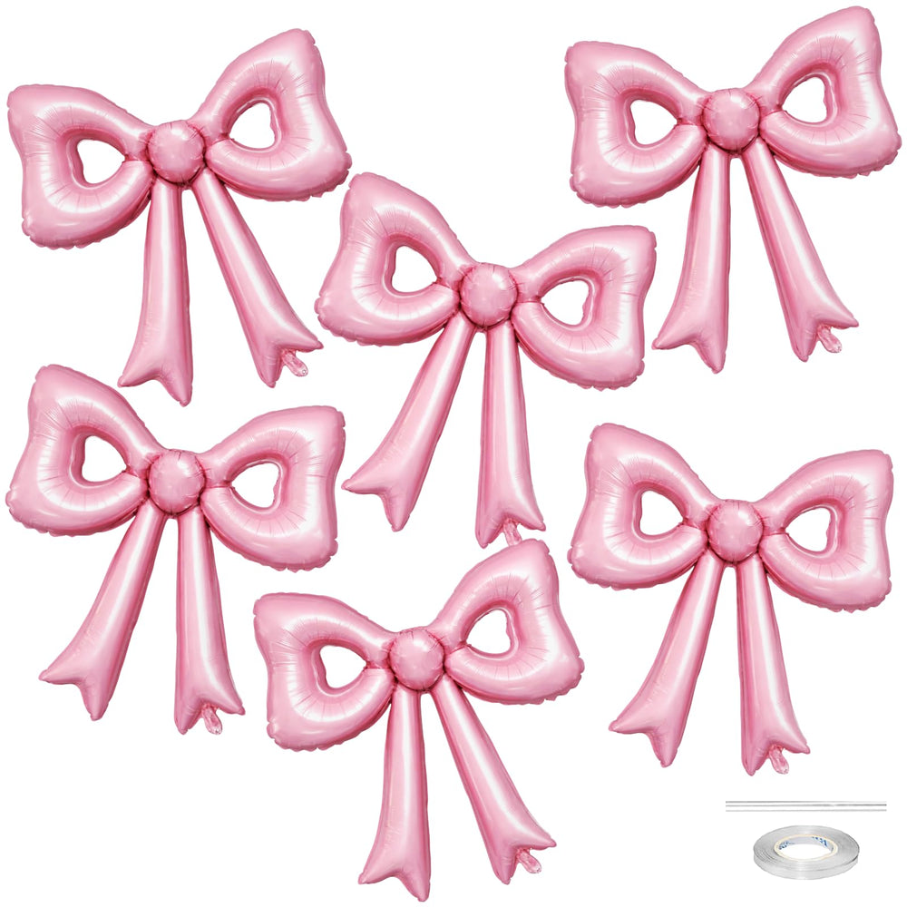 Biapian pearl pink bow balloon 30in enhances party decor with elegant, reusable charm.