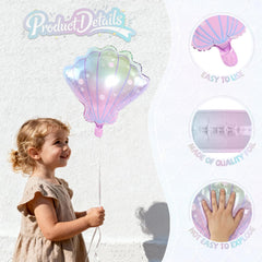 Biapian sea shells balloons gradient mermaid style, enhances photo backdrops at parties.