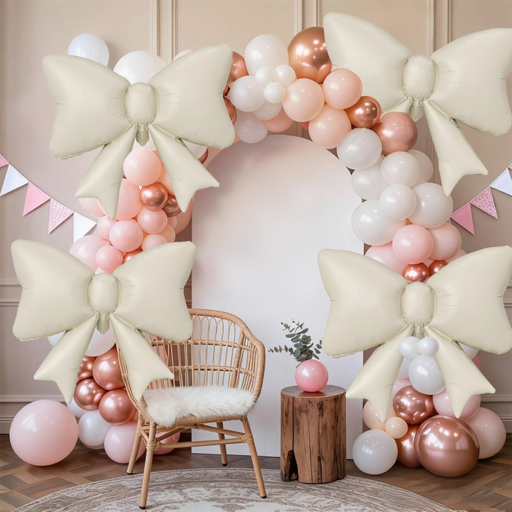 Biapian cream bow foil balloon, reusable after storage