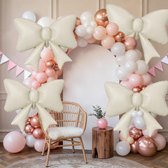 Biapian cream bow foil balloon, reusable after storage