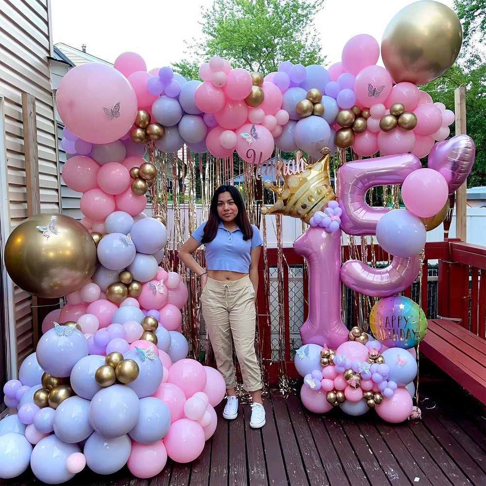 Biapian anniversary party foil 2 balloon, versatile photo backdrop accent.
