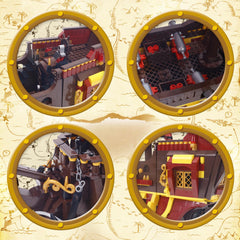 Bibilock pirate ship assembly scene invites creative play sessions.