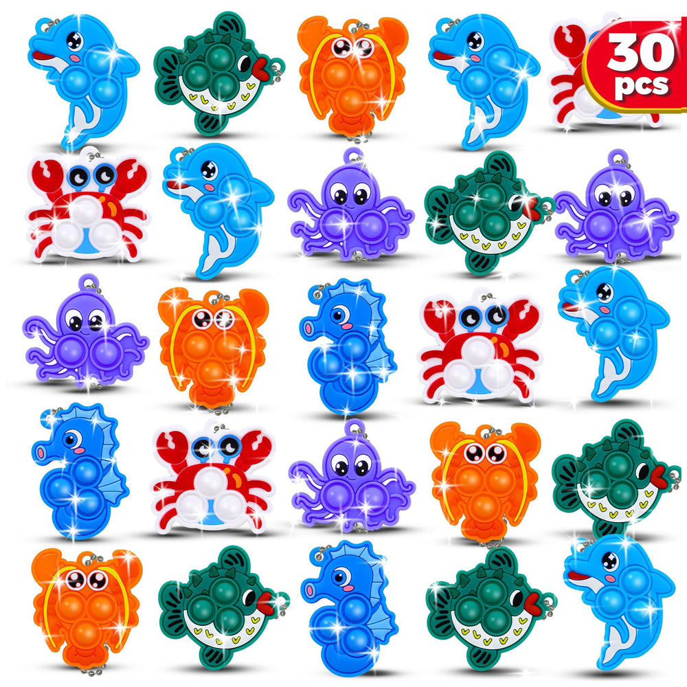 BicMan sea animal pop keychain in multi colors, ideal for party favors.