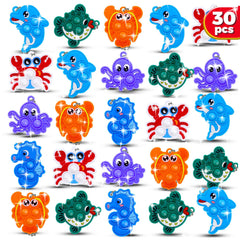 BicMan sea animal pop keychain in multi colors, ideal for party favors.