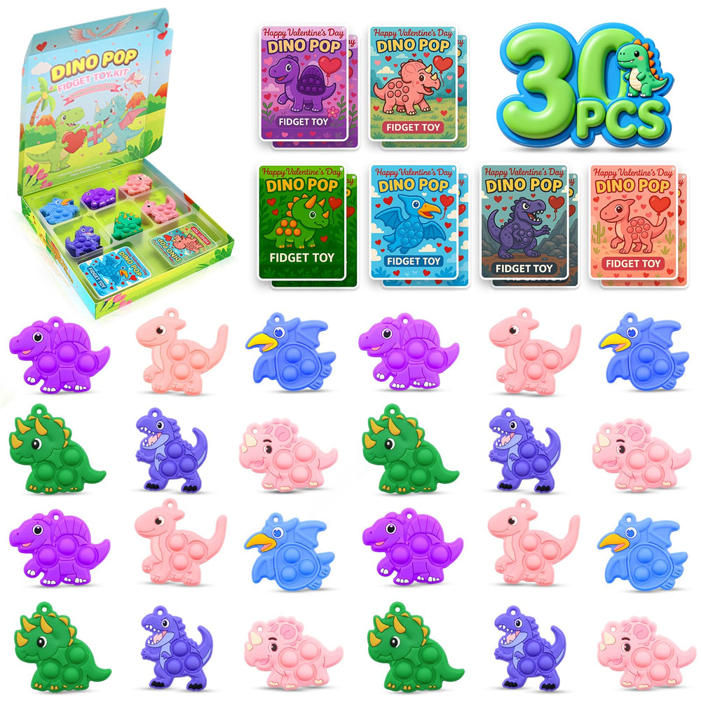 BicMan valentines dino pop keychains in bright colors ready for backpack attachment and trade