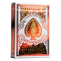 Bicycle 140th Anniversary deck front highlights heritage and premium collectible appeal.