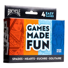 Bicycle four-deck setup showing the four game decks ready to play.