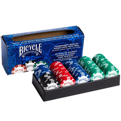 Bicycle 8G clay poker chips 100-count with classic colors for home poker games
