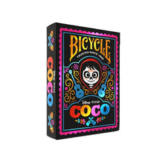 Bicycle Disney Coco 52-card deck with holo-foil tuck case for vibrant shelf appeal.