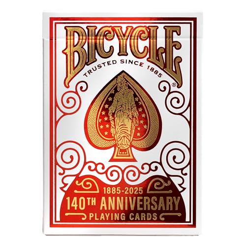 Bicycle foil tuck case closeup reveals red-and-gold shine.