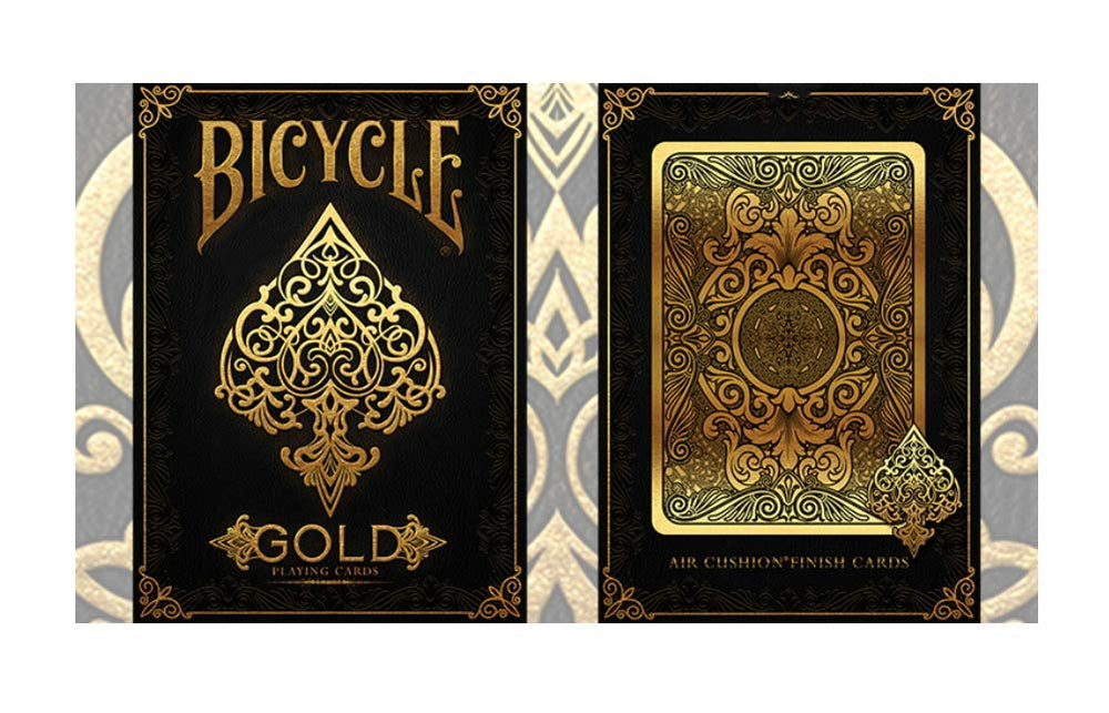 Bicycle Gold Deck finish closeup shows shimmering gold effect