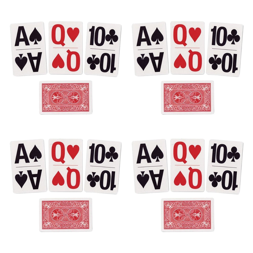 Bicycle large-print bridge-size cards in hand with bold faces for beginners.