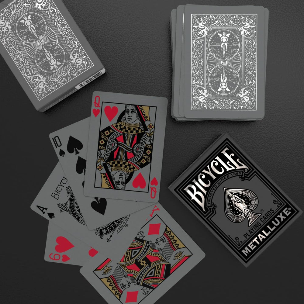 Bicycle Metalluxe card in hand during smooth shuffle.