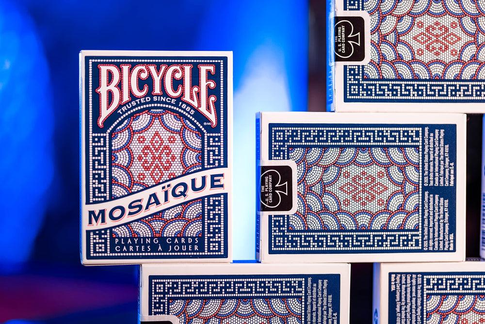 Bicycle Mosaique is made in USA, signaling quality and craftsmanship.