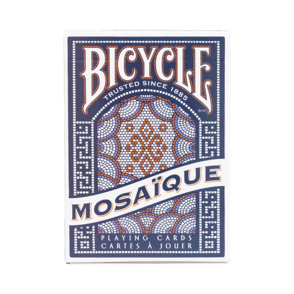 Bicycle Mosaique deck with recolored court cards adds visual variety for performances.