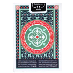 Bicycle Muralis card back design with Art Deco filigree and gold foil accents