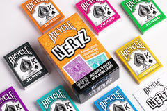 Bicycle Nertz family game night in action with up to eight players.