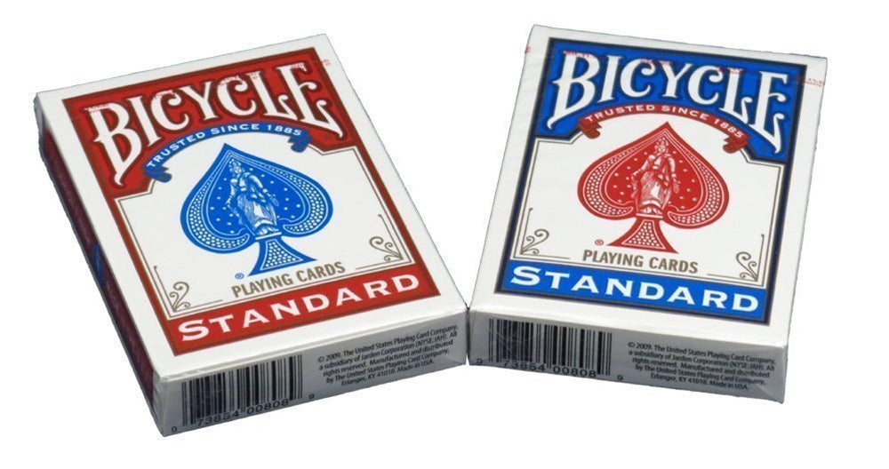 Bicycle Poker Size red deck front view, ideal for home games and fast shuffles.