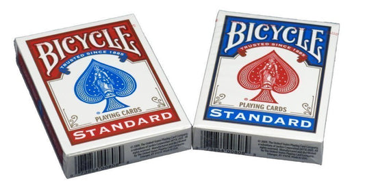 Bicycle Poker Size red deck front view, ideal for home games and fast shuffles.