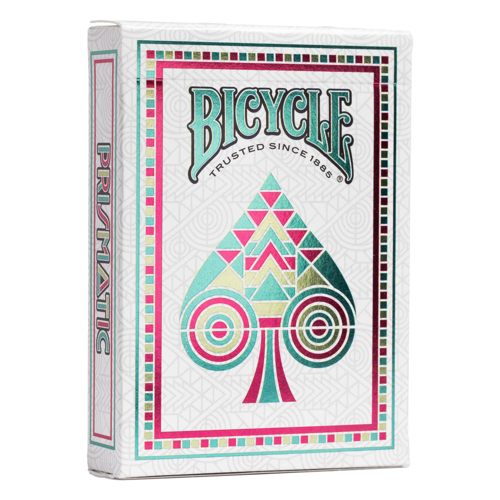 Bicycle Prismatic deck with cold-foil tuck and vibrant design for striking game nights.