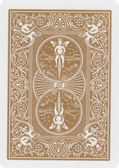 Bicycle Rider Back Gold Deck back view reveals the distinctive gold pattern inspiring smooth shuffles.