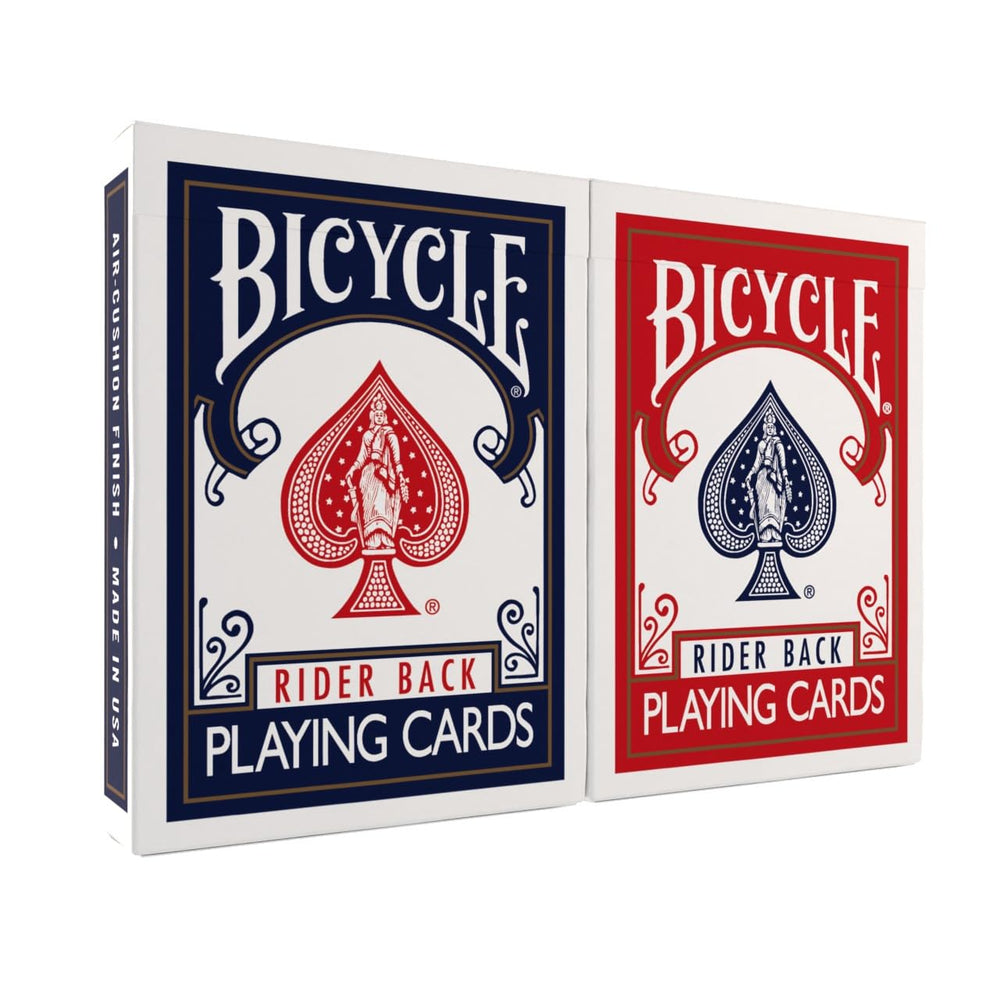 Bicycle Rider Back 2-pack cover in red and blue for family game nights.