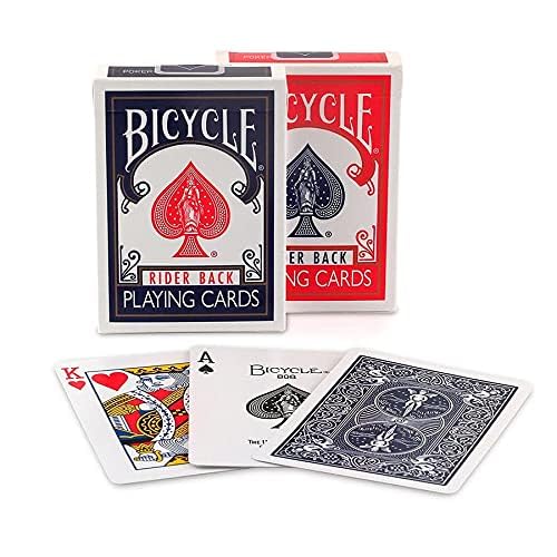 Bicycle standard poker size cards fit most tables and games.