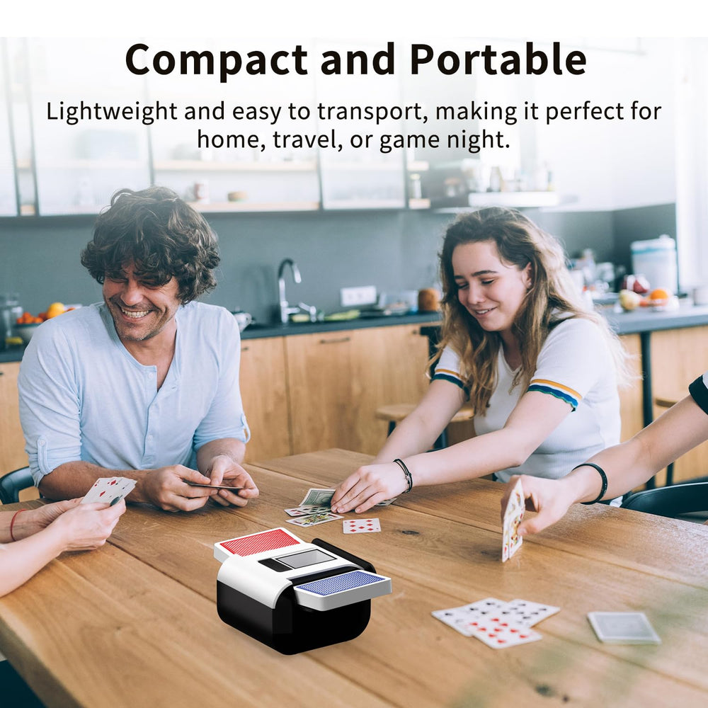 Compact portable BIFTU shuffler ideal for travel and game nights