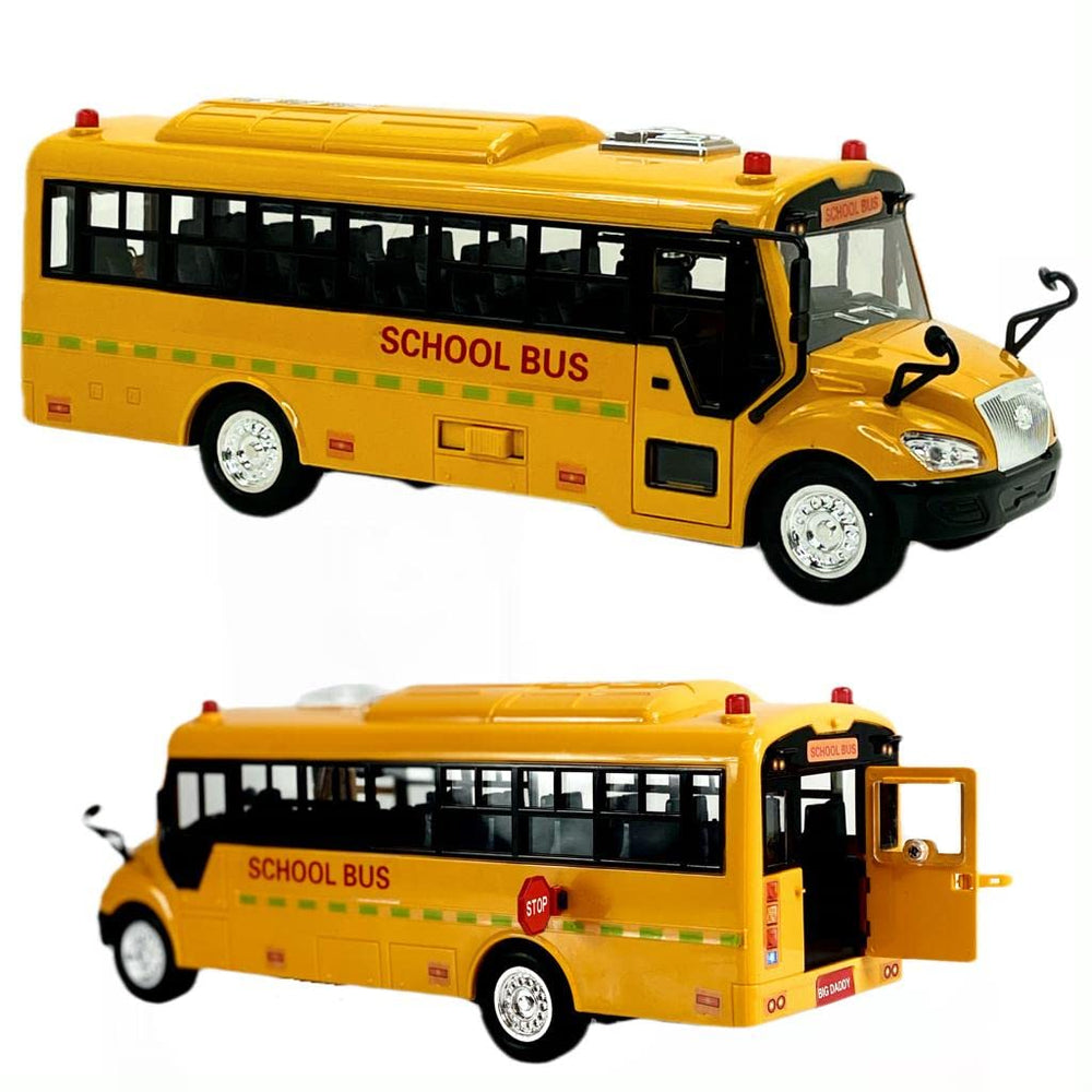 Big Daddy huge yellow school bus front view with lights for interactive play.