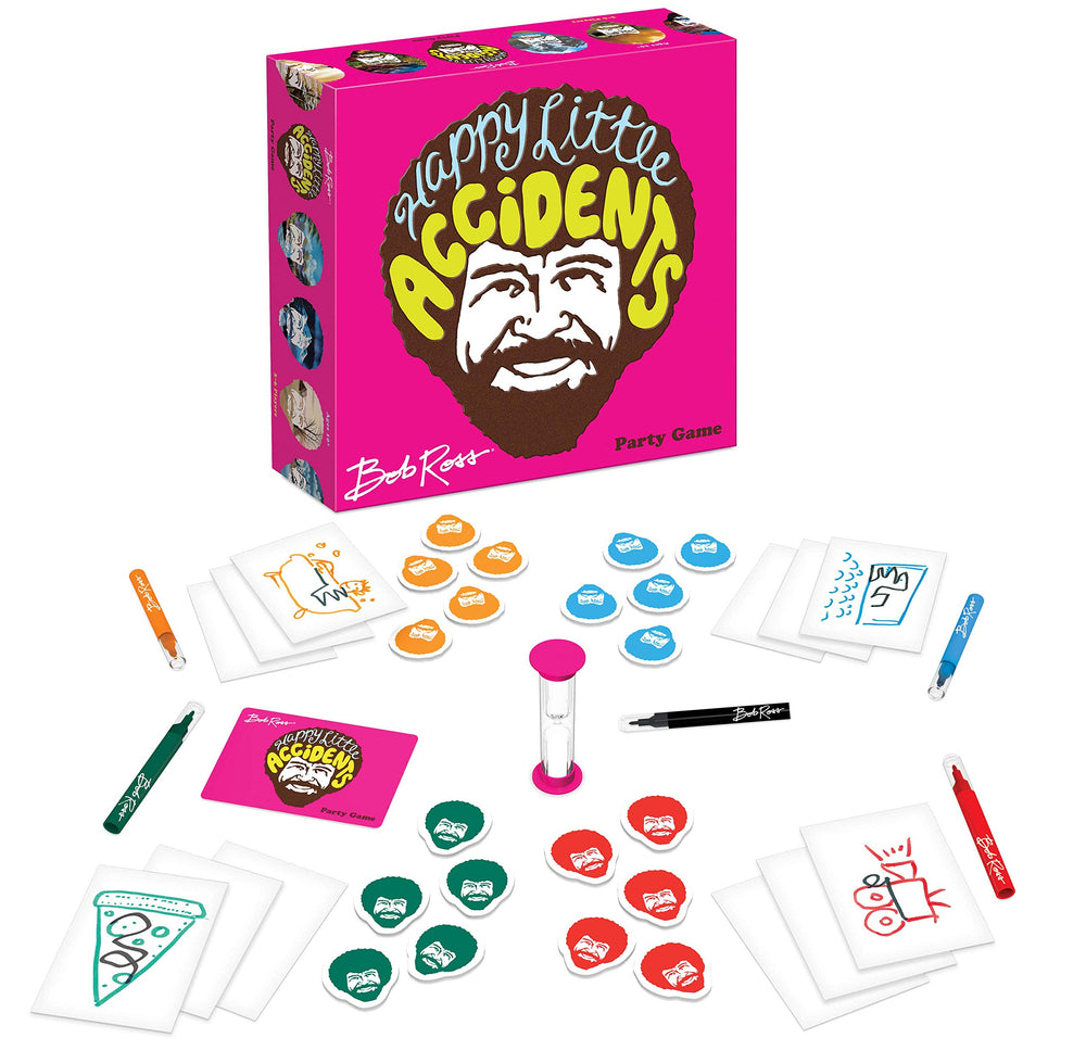 Bob Ross Happy Little Accidents game cards spark imaginative doodles and creativity.