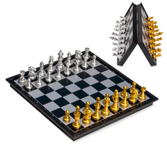 Big Mo's Toys magnetic chess board folds into a secure storage box for travel.