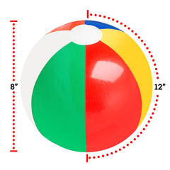 Close-up of colorful rainbow panels on Big Mo's Toys beach ball.