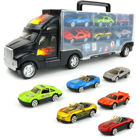 Big Mo's Toys transport truck with handle enables easy on-the-go play