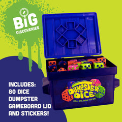 Dumpster Dice can be paired with Trash Dice to expand to six players.