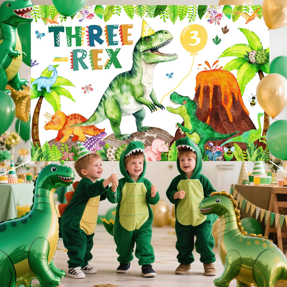 BIGKEOKI dinosaur party backdrop provides a vivid, glare-free photography backdrop.