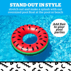 BigMouth Inc Watermelon Pool Float with checkered pattern boosts party vibes.