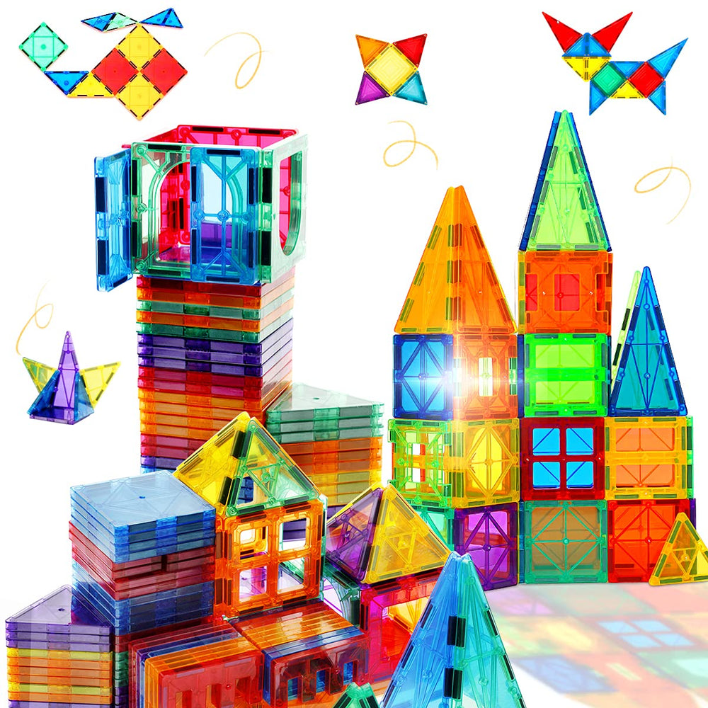 BigShu magnetic tiles set with storage bag for easy cleanup and creative builds.