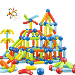 BigShu toddler magnetic blocks set shows 2D to 3D structures for creative play.