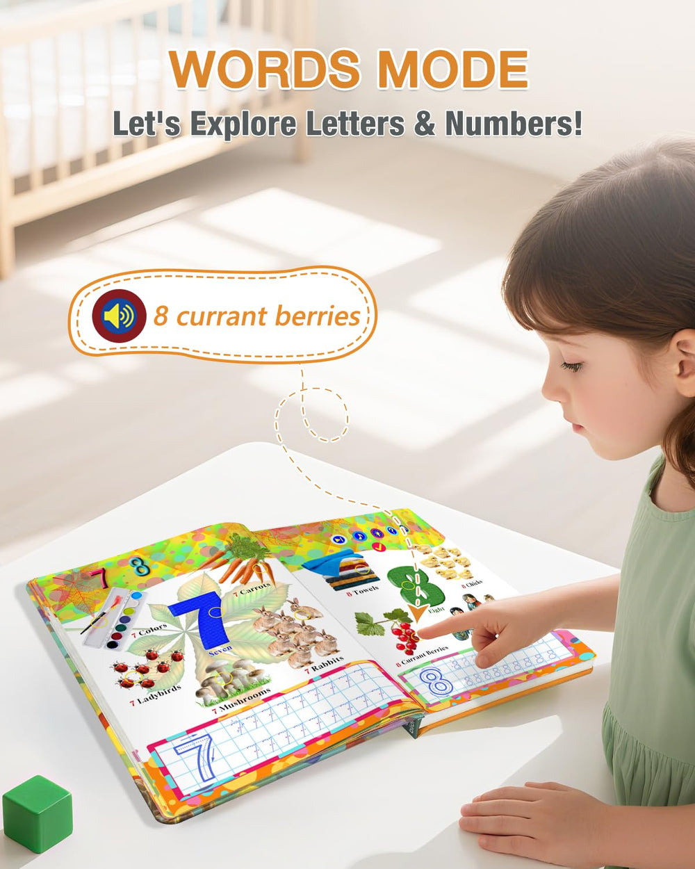 Biidi letters and numbers themed pages with colorful visuals to spark recognition.