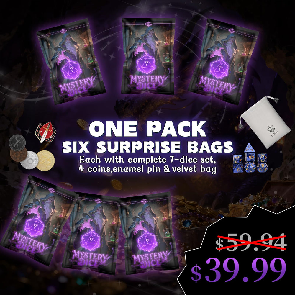 BiiSaa seven-dice set emphasizes varied outcomes for quick game setup