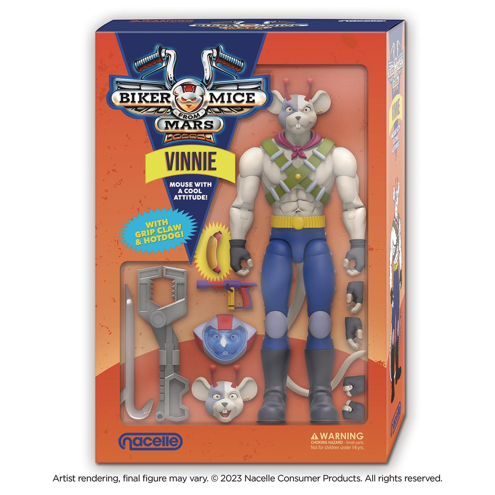Biker Mice From Mars Vinnie figure Grip Claw accessory highlights action-ready hands for play and display