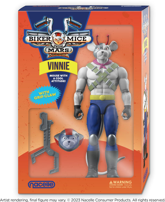 Biker Mice From Mars Vinnie figure with helmet head enables dynamic posing for display and play
