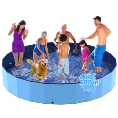 Bilibara 107'' foldable dog pool for portable outdoor cooling and play