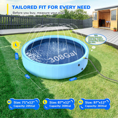 Bilibara 87inch foldable dog pool set up in backyard for family fun.