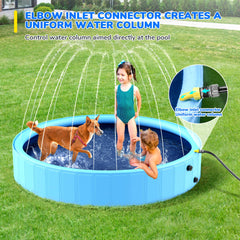 Bilibara 87inch foldable dog pool highlighting elbow inlet design for stable water pressure.